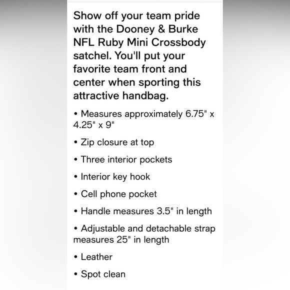 EUC Dooney & Bourke NFL Cowboys Ruby Mini Satchel Crossbody - Picture 14 of 14